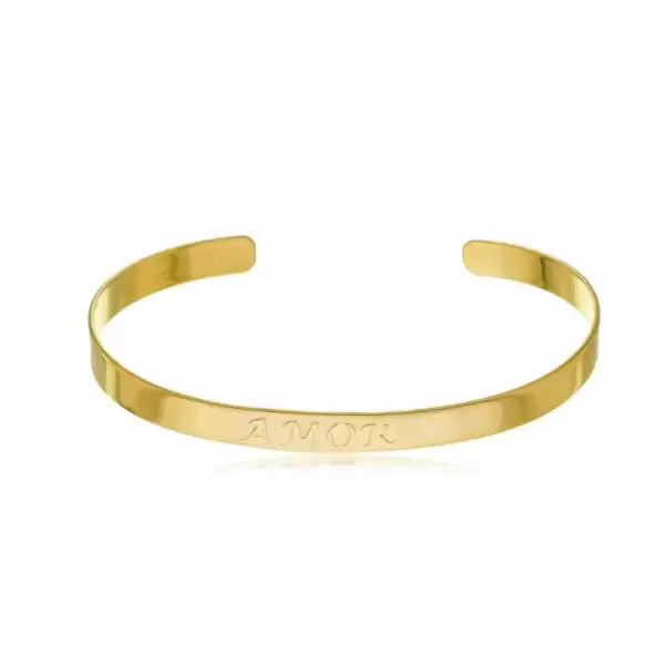 Bracelete Chato Liso Amor Banhado a Ouro