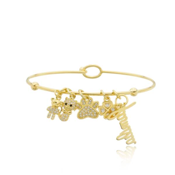 Pingente Bracelete Menina Zirconia Banhado a Ouro - Image 2